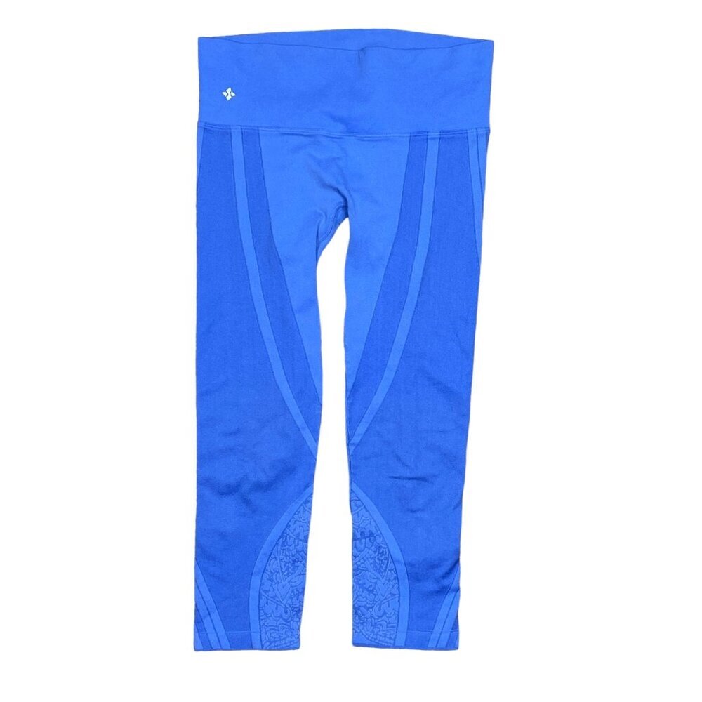 Peach By Nux Ava Capri Premium Fitness Leggings Size XL Blue